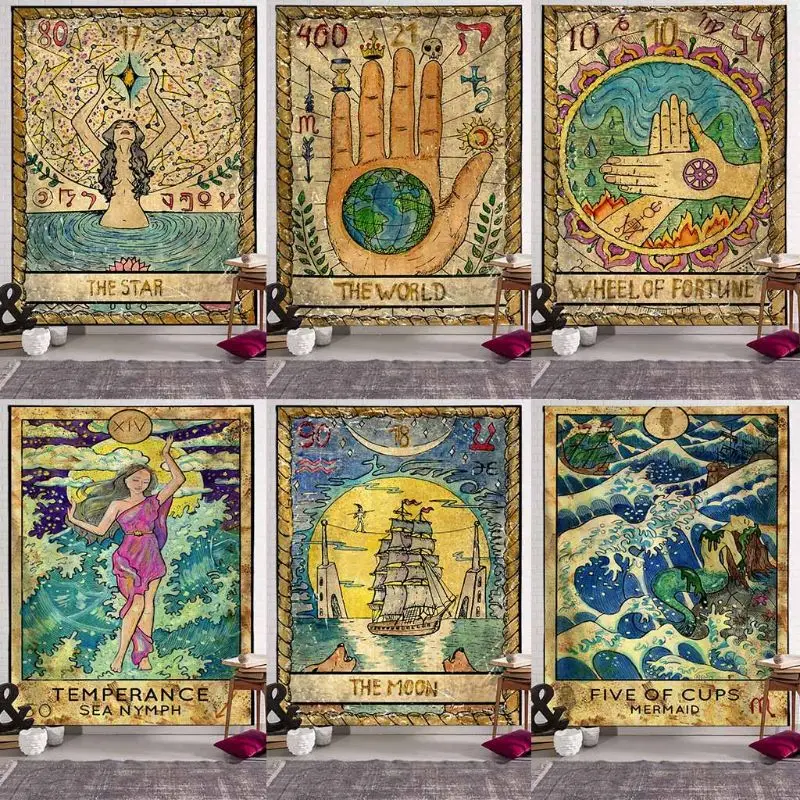 

Tarot Tablecloth Astrology Mysterious Tarot Tapestry Room Sofa Cover 150*100cm