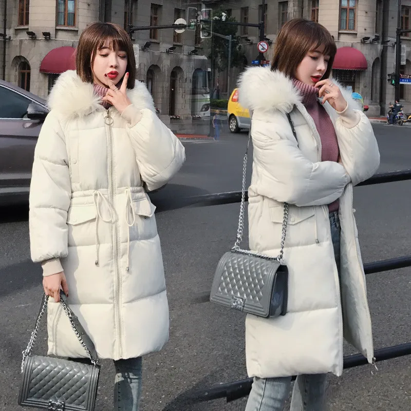 Зимние женские Новые плотные длинные пальто на молнии с капюшоном, женские повседневные теплые хлопковые пальто на шнуровке с длинным рукавом, женские куртки Hardy