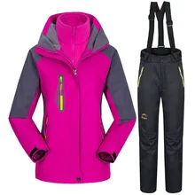 Лыжный костюм для женщин, водонепроницаемая ветрозащитная куртка для сноуборда и штаны, комплект для улицы, лыжные куртки, комплекты, треккинговые походные куртки, костюмы