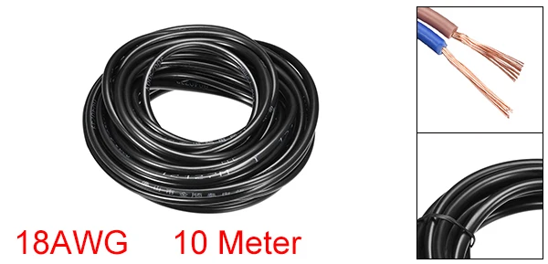 2 Core 18AWG 32.8ft Uxcell 10 м РВВ провод кабель удлинитель Медный провод проводник 2/3/4/5/6 ядро 17/18/20 AWG 32.8ft черный для автомобиля с помощью солнечной батареи - Цвет: 2 Core 18AWG 32.8ft
