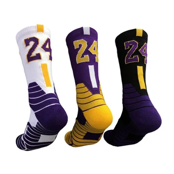 

2020 Fall Man Woman Summer Basketball Stockings Anti-Slip Color-Contrast Stripes Sports Star Number Socks Thicken Towel Bottom