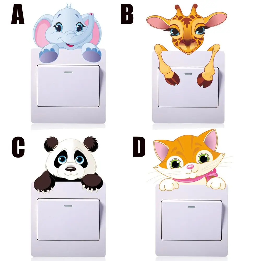 

Cute Animal Elephant Cat Panda Giraffe Light Switch Sticker Remoable Wall Sticker For Kids Baby Nursery Home Decal Murla Decor40