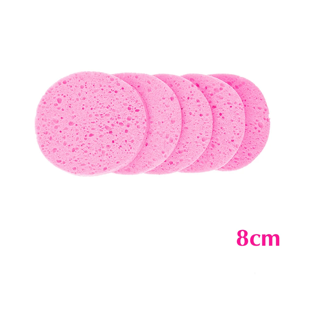 8cm 5pcs 5 шт. чистки губки компресс буфами на рукавах древесной целлюлозы обладает отшелушивающим эффектом мягкого лицевого моющего коврик для очистки Уход за кожей, инструмент для макияжа, 6/7/8/9/10 см - Цвет: 8cm 5pcs
