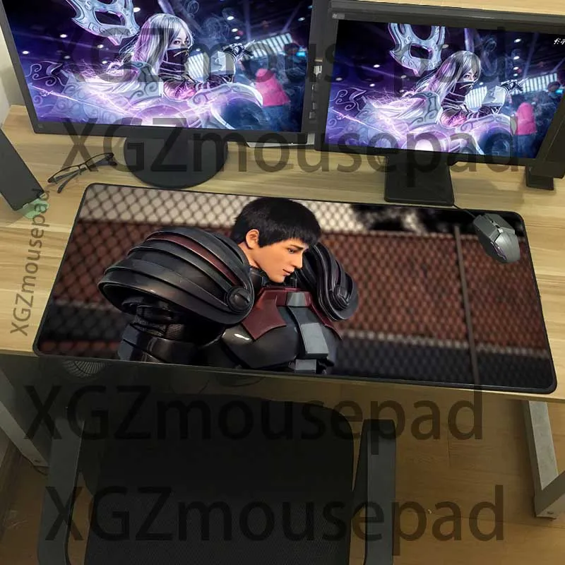 XGZ Large Mouse Pad Black Lock Edge 3D Movie Garen Custom Office Computer Desk Mat Speed Rubber Non