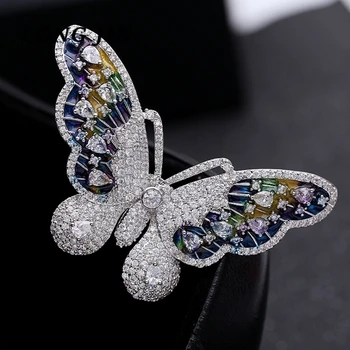 

Colorful Butterfly Brooch Personality Micro-Inlaid Zircon Korean Women's Brooch High-End Clothing Brooch Pin Accessories