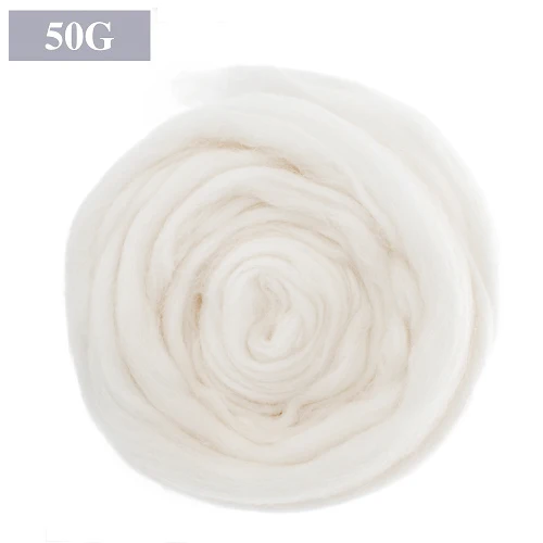 50G White 3 цвета шерсть-ровинг волокна для Игла DIY войлок ручной работы пушистые мягкие шерстяные волокна Рукоделие Шитье ремесла кукла из фетра шерсть инструменты - Цвет: 50G White