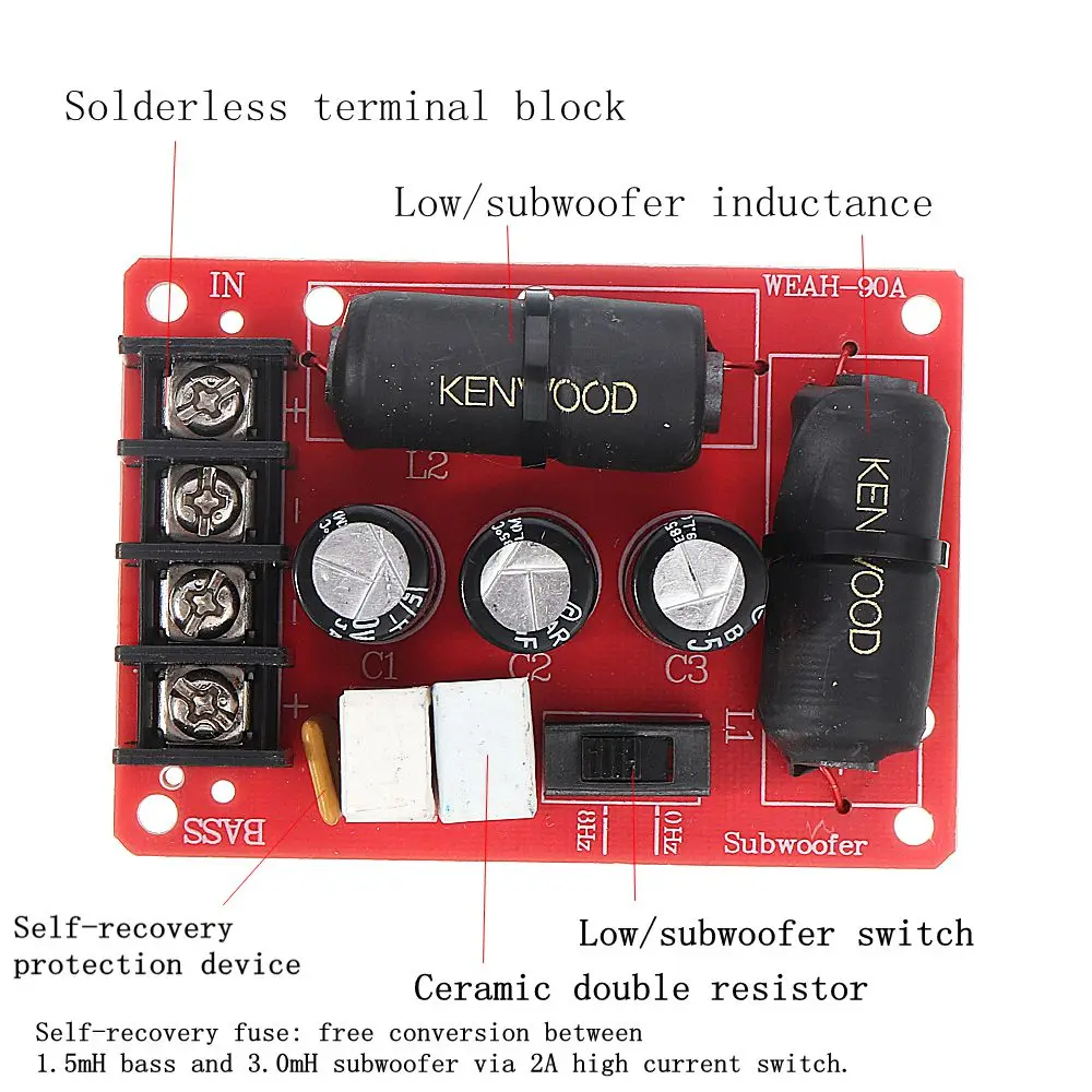 DIYN WEAH-90A 200 Вт аудио динамик сабвуфер кроссовер Solderless Бас Частота модуль Делителя Частоты
