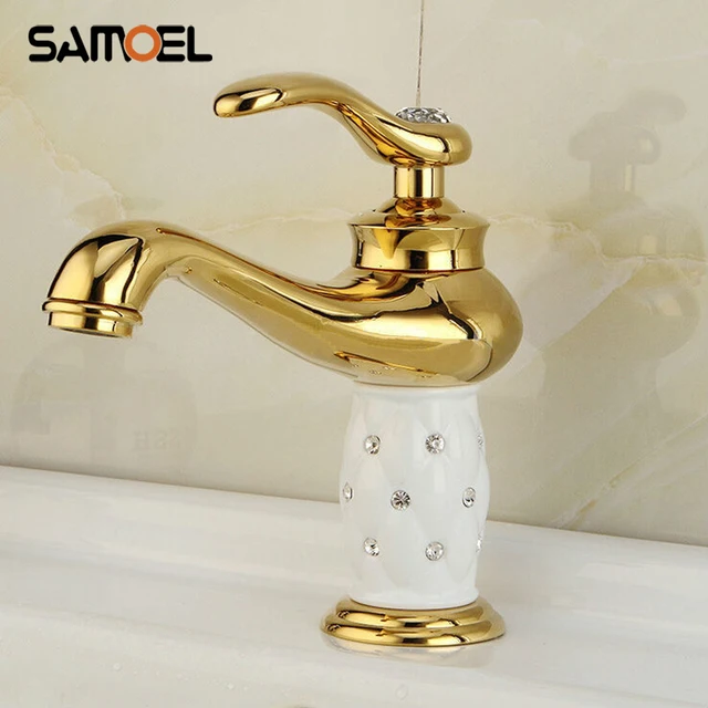 สไตล์ยูโรวัสดุทองเหลืองชุบทองสีขาวเซรามิคเพชรอ่างล้างหน้าก๊อกติดตั้งก๊อกน้ำ M1005 1 สไตล์ยูโรวัสดุทองเหลืองชุบทองสีขาวเซรามิคเพชรอ่างล้างหน้าก๊อกติดตั้งก๊อกน้ำ M1005 1