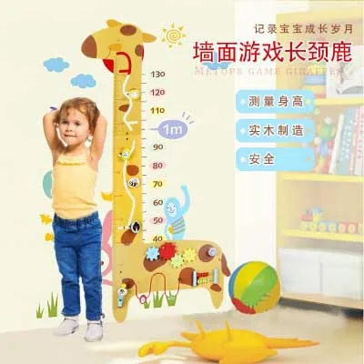

Wooden Giraffe Height Feet Baby Children Amount Height Toy Bead-stringing Toy Beaded Bracelet Knock Piano Multi-functional Wall