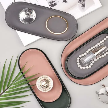 

Cosmetics Storage Tray Jewelry Organizer Solid Fruit Plate Cafe Stainless Steel Living Room Oval Practical Display Towel Holder