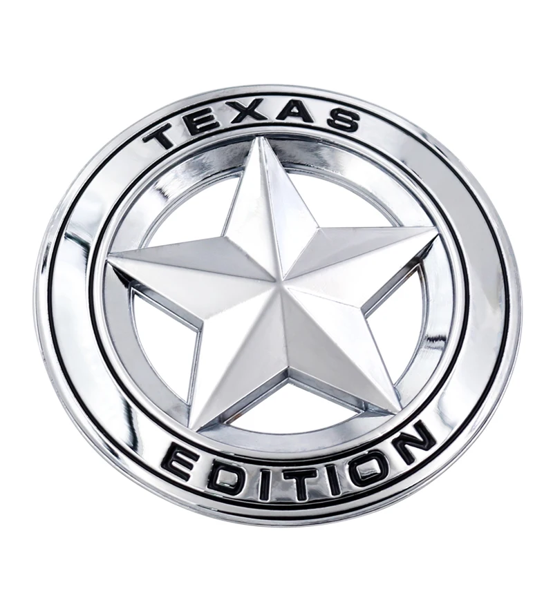 Серебристый Для Jeep Wrangler Free Grand Cherokee металлическая эмблема «Texas Edition» щит пентаграмма 3D логотип значок автомобиль крыло боковой хвост стикер тела - Название цвета: Серебристый