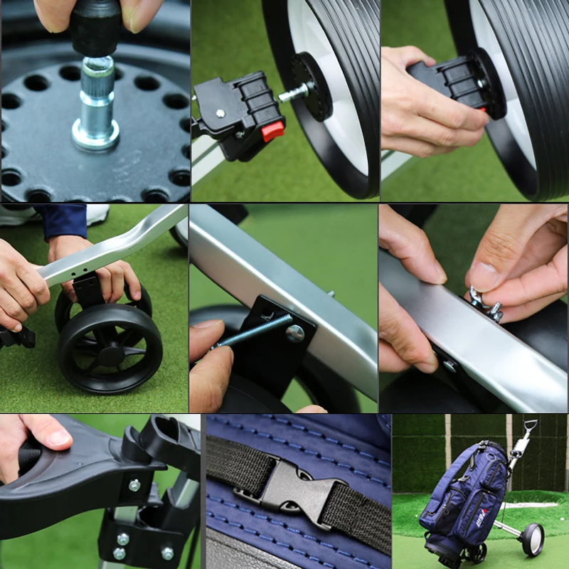 Professional Folding Golf Bag Trolley Outdoor Sports Travel Airport Baggage Check Carrier Cart Stroller Golf Pitch Tool Supplies