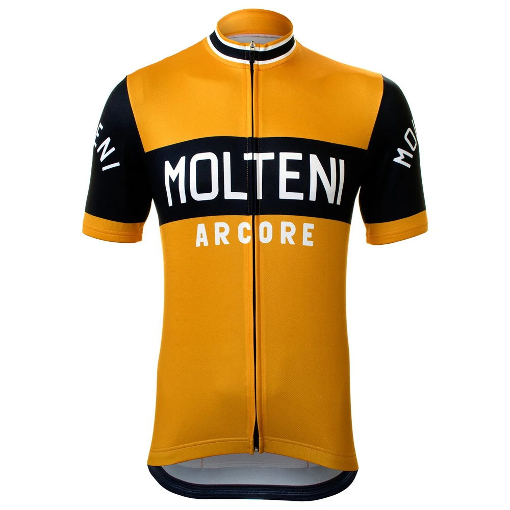 New 4 Style Black/Orange Molteni Cycling Jersey Top Manica Corta Road Retro Abbigliamento Da Bicicletta Mtb Bike Wear Full Zip