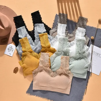 

CHRLEISURE Wide Shoulder Lace Underwear Breathable Push Up Bra Push Up Bra No Rims Women's Lingerie