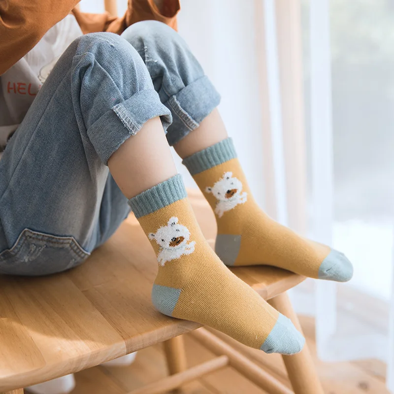 5 пар/лот; носки для малышей; хлопковые носки для детей 1-10 лет; повседневные зимние теплые махровые носки-тапочки для маленьких мальчиков и девочек; детская одежда с героями мультфильмов