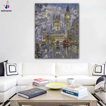 

DIY colorings pictures by numbers with colors Elizabeth Tower Big Ben building picture drawing painting by numbers framed Home