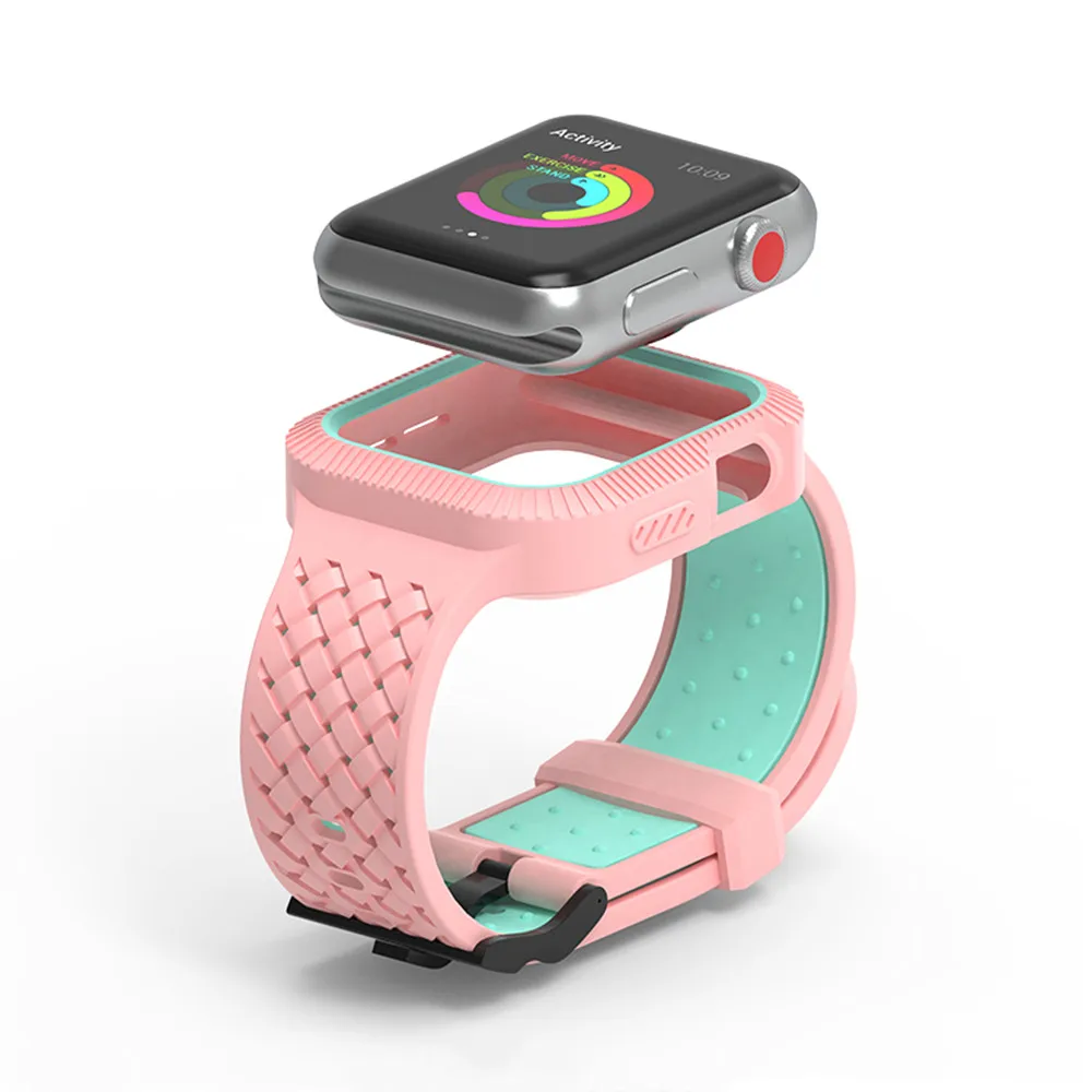 Для наручных часов Apple Watch версии 44 мм 40 силиконовый ремешок с Чехол Прочный