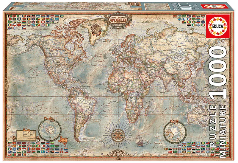 Mapa do Mundo Monte Educa Mini Puzzles Brinquedos 1000 Pcs 3 Cheap Quebra-cab.