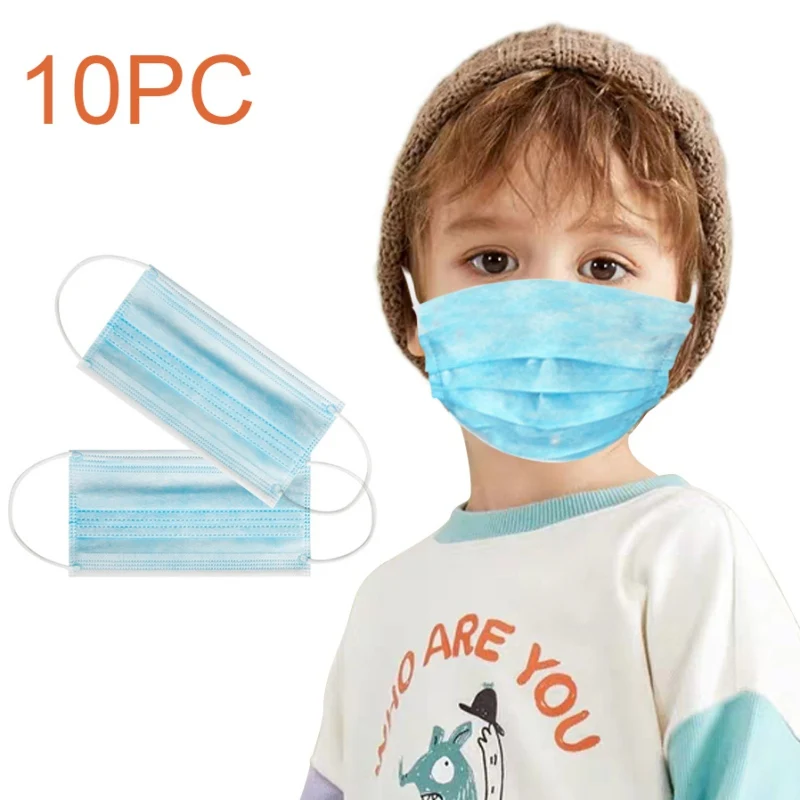 

10Pcs 3 layer Disposable Elastic Mouth Soft Breathable Blue Soft Breathable Flu Hygiene Child Kids Face Mask Dropshipping