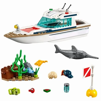 

148pcs City series Diving Yacht Building Blocks Model Bricks Compatible With LEPINING City 60221 Toys For Children Gift