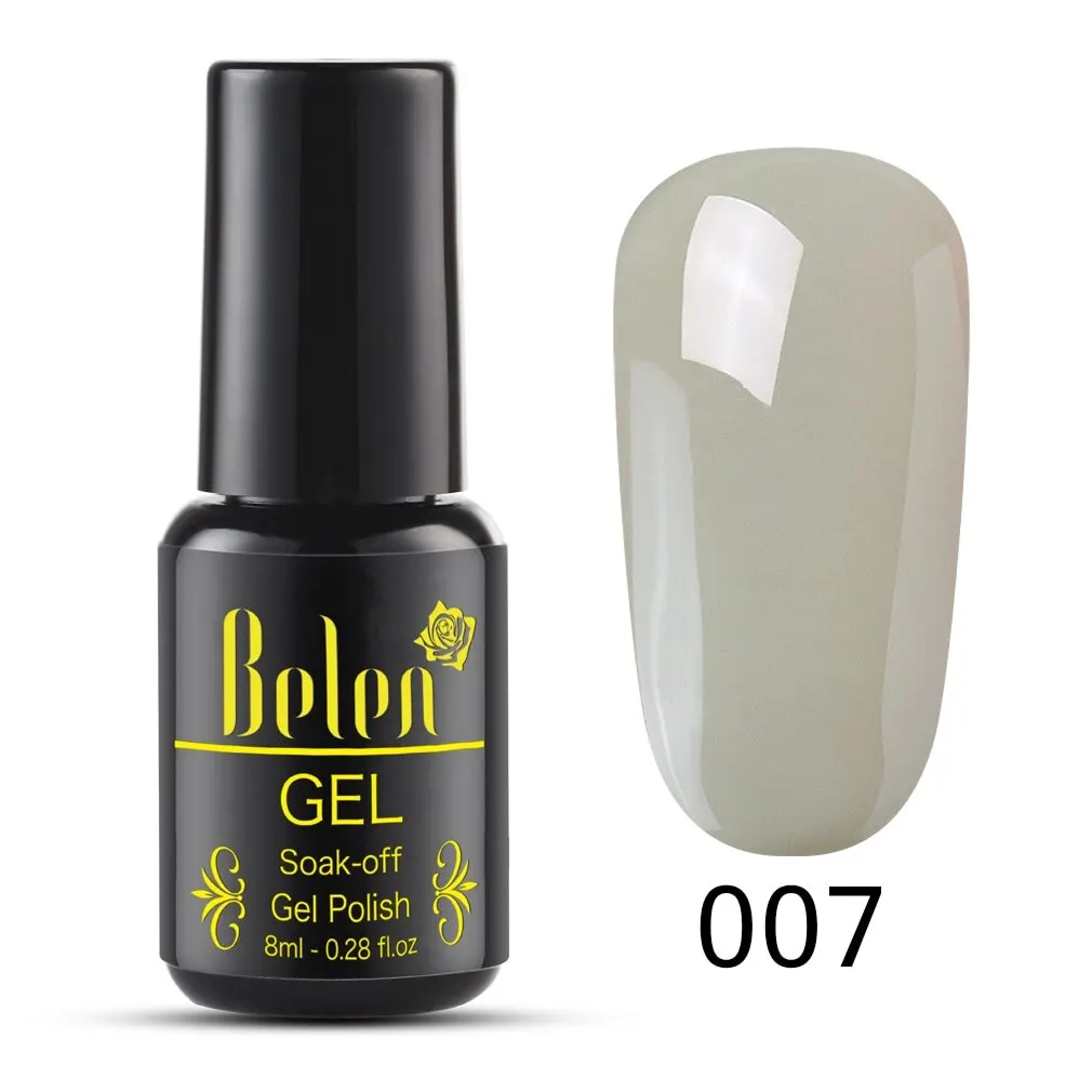 007 Belen 8 мл УФ-гель для ногтей чистый цвет полуперманентный лак геллак замачиваемый полуперманентный гель лак es - Цвет: 007