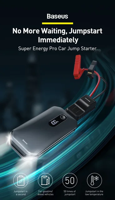 Baseus-緊急用パワーバンク,12000mah,1000aポータブルバッテリー