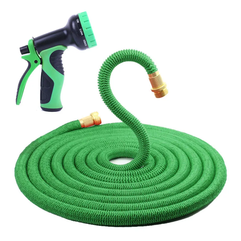 

75FT New Style Europe And America Copper Natural Rubber Household Car Washing Gun Cold Freezing Three Times Telescopic Pipe