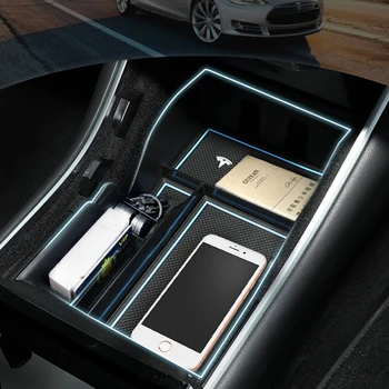 

For Tesla Model 3 Car Accessories Central Armrest Stowing Storage Box Auto Container Glove Organizer Back Case Holder silica gel