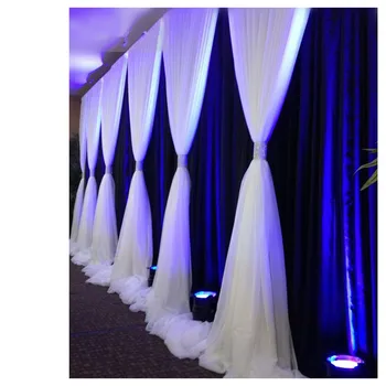 

3M * 6M Ice Silk Chiffon wedding drapes Backdrop curtain with Chiffon Valance for wedding birthday party event decortions