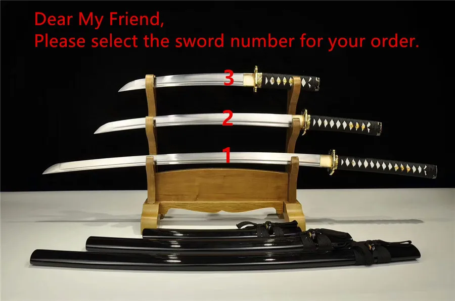 Набор из трех японских самурайский меч катана Dao Sharp 1075 высокий клинок из марганцевой стали