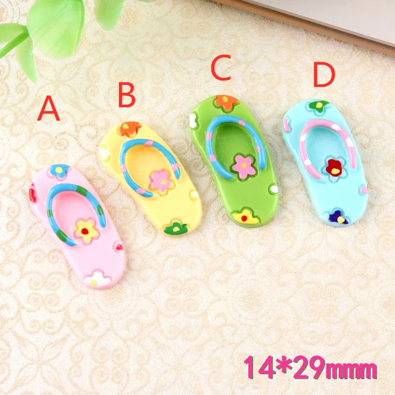 

Mini 14*29mm Cute Summer Slipper Shape Resin Cabochons Kawaii Ornament Embellishments Scrapbooking Clay Charms Material 10pcs