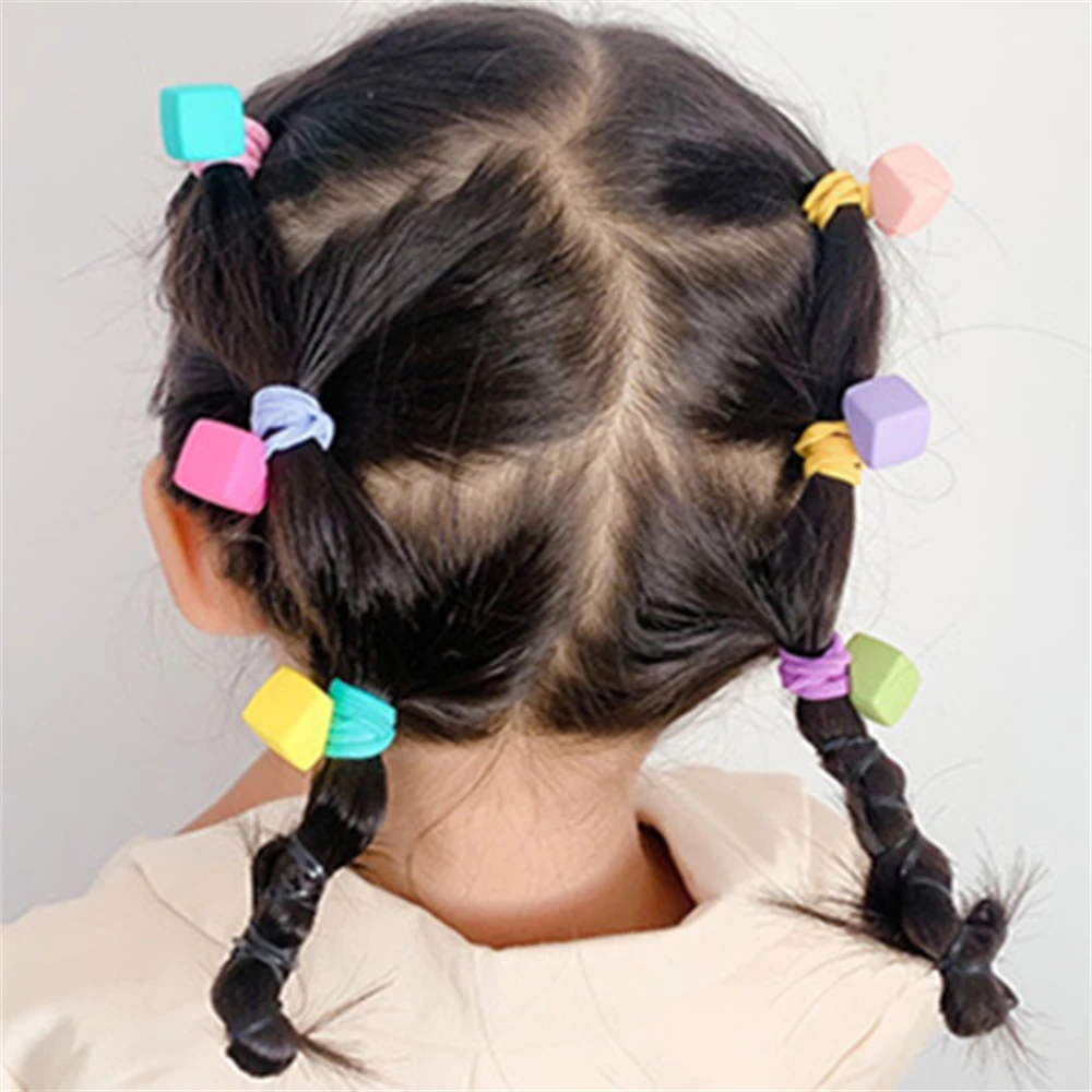 mini hair clips 10PCS/Set Frosted Geometric Hair Rope Candy Colors Elastic Rubber Bands Girls Ponytail Holder Hairpin Headwear Accessories ladies head wraps