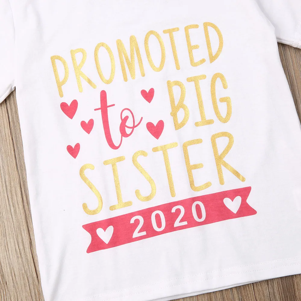 Новая Брендовая детская футболка с короткими рукавами для маленьких девочек, коллекция года, футболка с короткими рукавами для крупных сестер Топ, хлопковая одежда футболка принцессы для девочек