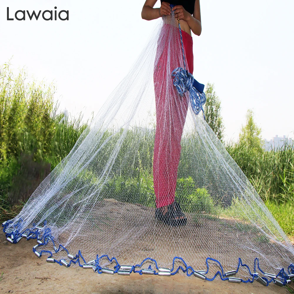 Lawaia American Hand Cast Net Diameter 2.4m-7.2m Fishing Net 4.2m Fishing Network 3m Fishing Nets Or No Pendant Netting fish