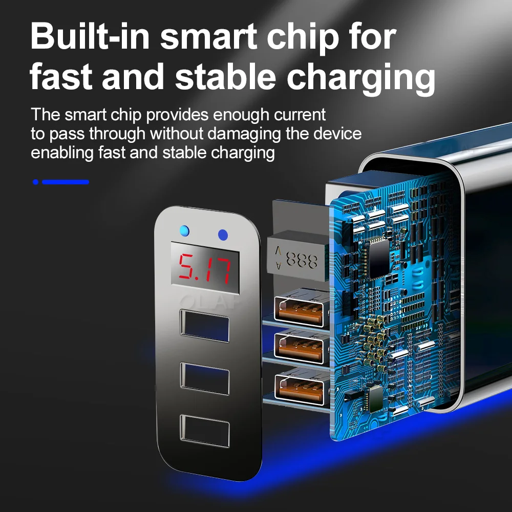 Зарядное устройство Suhach с 3 USB портами для iPhone X 7 Samsung Huawei Xiaomi светодиодный дисплей