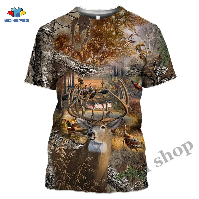 Animal Deer Anime 3D Print Camo T Shirts Elk Hunter Men's Clothes Women Funny Hunting T-shirt Harajuku Tops Homme Short sleeve (3)