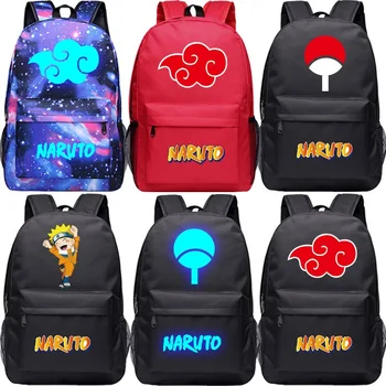 

High-Q Unisex Anime NARUTO Backpack School Student Bag Uzumaki Naruto Uchiha Sasuke luminous backpack cosplay travel bag