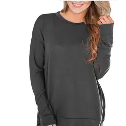Пуловер с молнией сбоку с кофтой с длинными рукавами, топы, осенняя одежда из дышащего материала Для женщин толстовка мягкая с хлопком