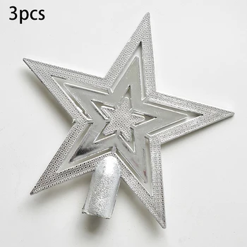 

20cm Star Glitter Red Gold Silver Pentagram Ornament Christmas Tree Topper Decoration Xmas For Festive Party Supplies