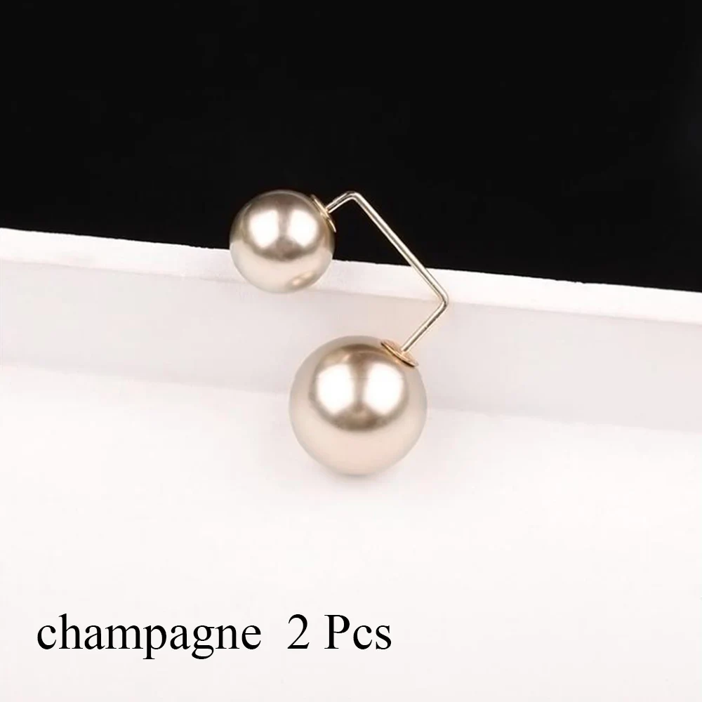 champagne 2 шт./компл. простые серьги с двумя жемчужинами, брошь свитер воротник одноразовые иглы, брошь на застежке, Костюмы аксессуары Броши для Для женщин - Окраска металла: champagne