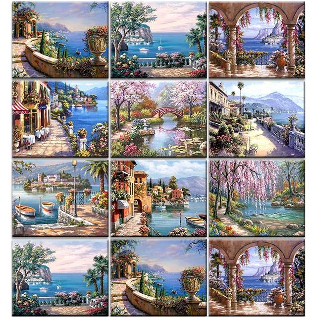 Peinture à l'huile par numéros photo personnalisée, acrylique, toile,  paysage, peinture numérique, art mural pour adultes - AliExpress