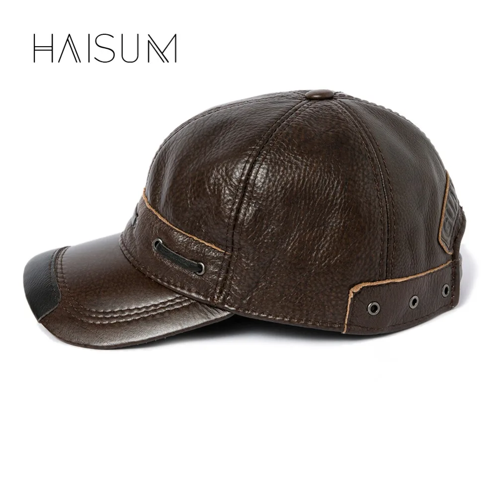 Haisum, натуральная кожа, Зимняя Мужская бейсболка, кепка CBD, высокое качество, Мужская настоящая кожа, для взрослых, одноцветная, Регулируемая Кепка, s CS139