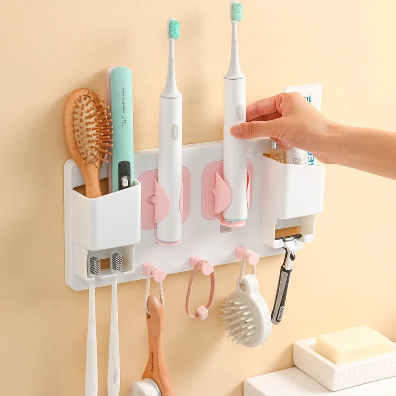 1Pcs Toothbrush Organizer Razor Storage Rack Self-adhesive Toothpaste Holder 