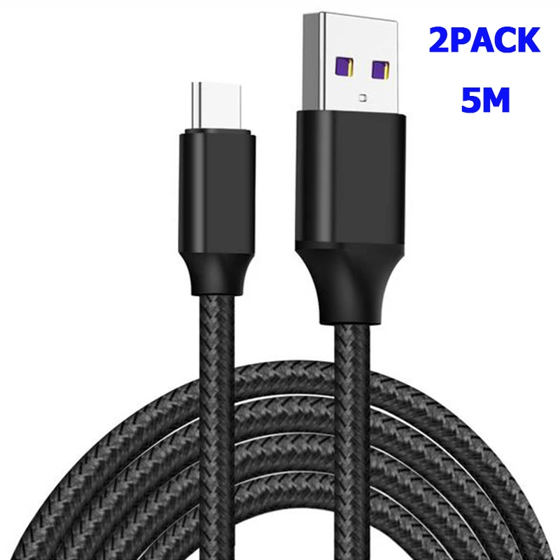 

2PACK 5M Type-C USB cable for xiaomi redmi Note8 8pro Fast charging long USB-C Type-C Cable For Huawei P30 P30pro for xiaomi 9se