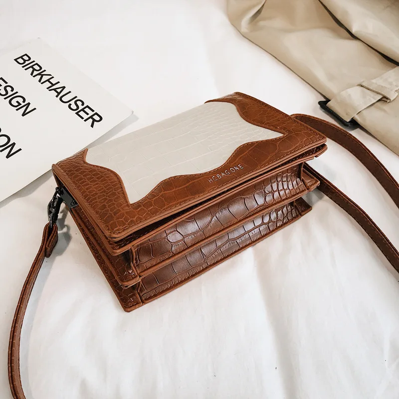 

Korean-style Stone Pattern Square Sling Bag Irregular Cow Shoulder WOMEN'S Bag