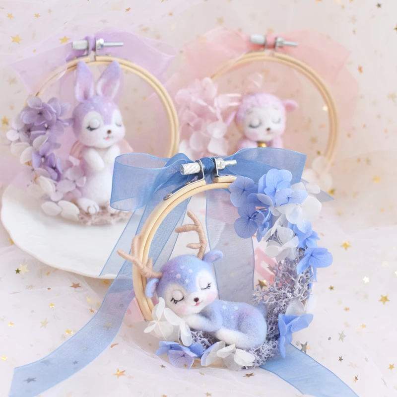 

Non-Finished Handmade Giraffe Toy Doll Wool Felt Poked Kitting DIY Cute Animal Wool Felting For Children Kids Girls