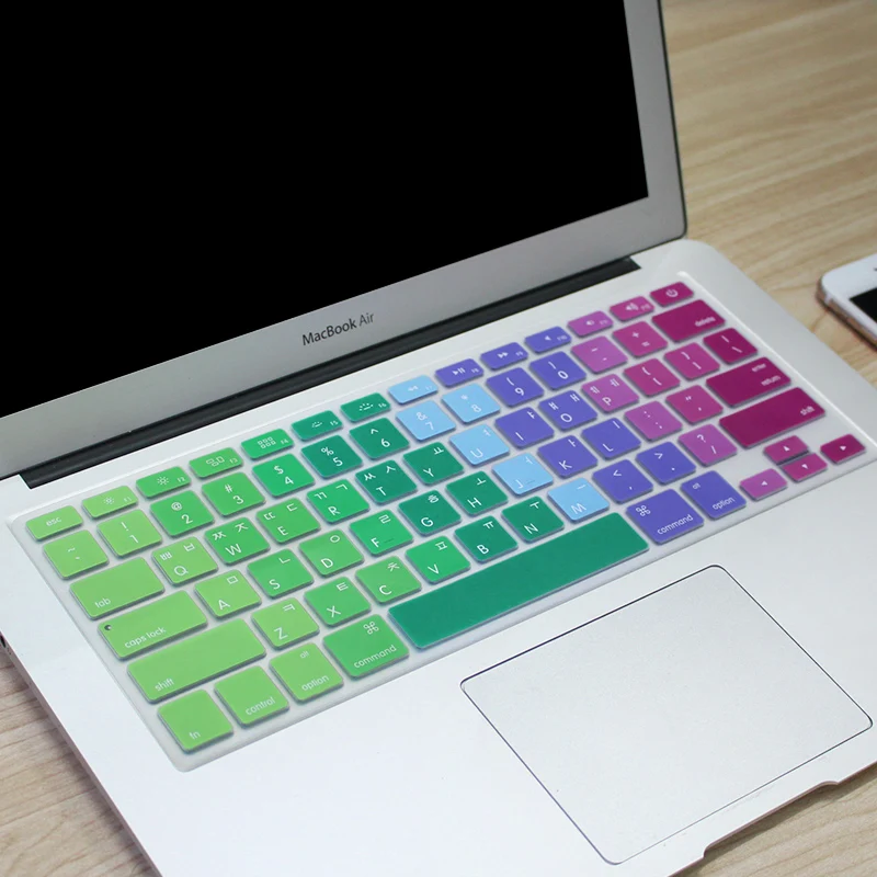 Силиконовый защитный чехол для клавиатуры Apple Pro 13 15 17 Air 11," Pro Air 13, мягкая южнокорейская наклейка на клавиатуру с буквами