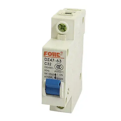 AC 230/400V 32A 6000A 1P разрывная емкость миниатюрный автоматический выключатель DZ47-63 C32