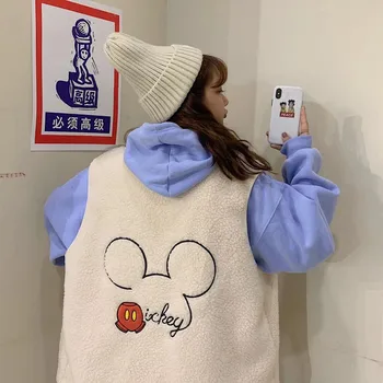 

Korean version of the cartoon pattern thick vest women 2019 winter small wool vest loose warm women's vest hot new cartoon coat