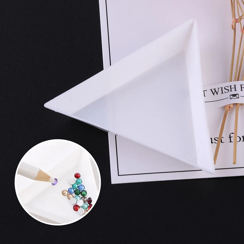 Nail Art White Triangle Rhinestones Beads Gems Glitters Crystal Decoration Sorting Trays Picker Storage Tray Manicure Tool